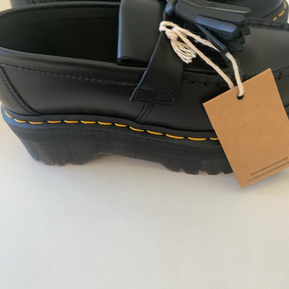 NWT Dr. Martens Adrian Quad Leather Platform Tassle Black Loafers Size 5 - Picture 6 of 6